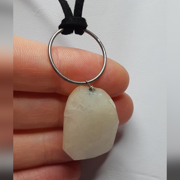 White Quartz Sterling Wire Wrap Necklace - Picture 5 of 7